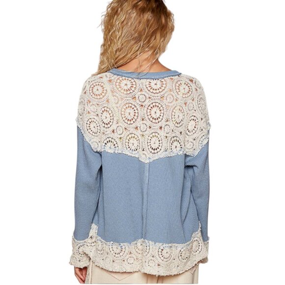 #2 POL LONG SLEEVE TOP LIGHTWEIGHT BLUE SO NICE!! (1SM) (1MD) LEFT - Picture 6 of 9